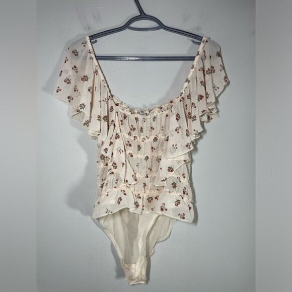 FREE PEOPLE  Juliet Printed Bodysuit cream - Ivory Combo size S - Picture 9 of 11